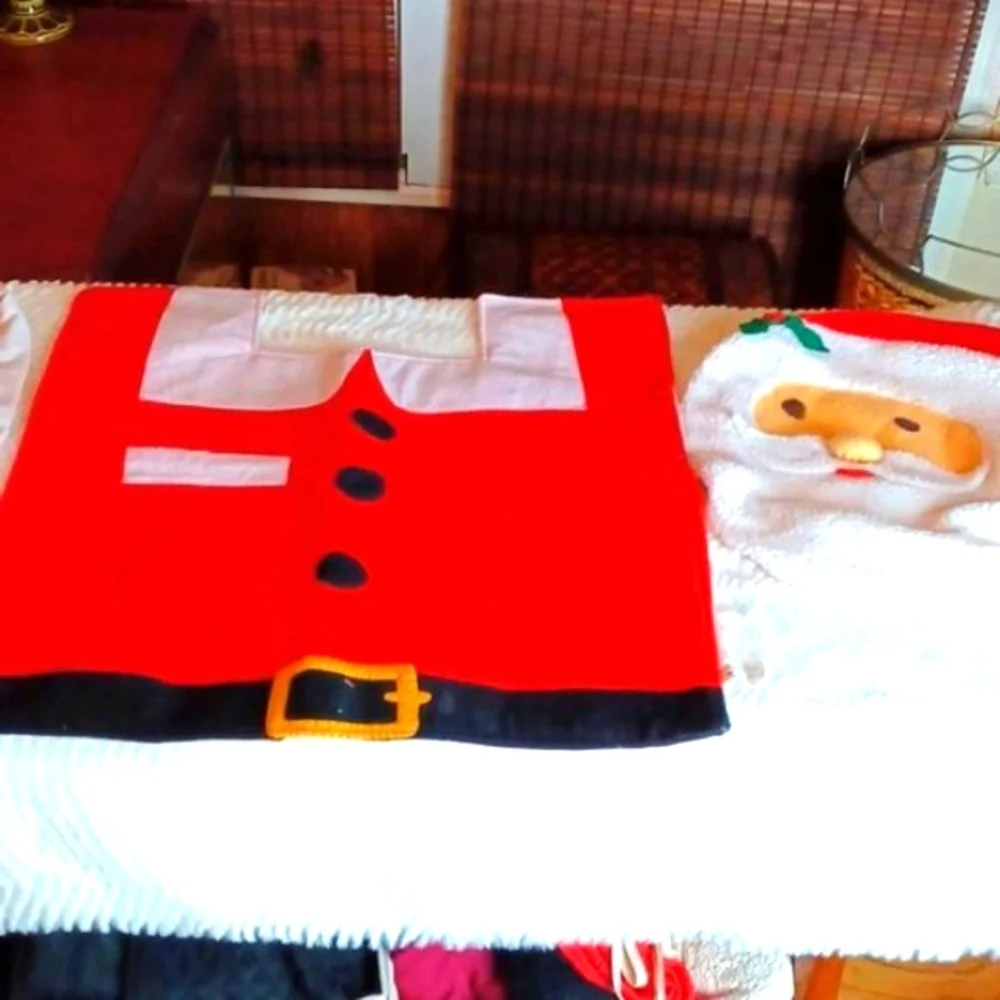 SANTA Bathroom Set Felt Rug & Seat Lid Vintage 3 pieces‎